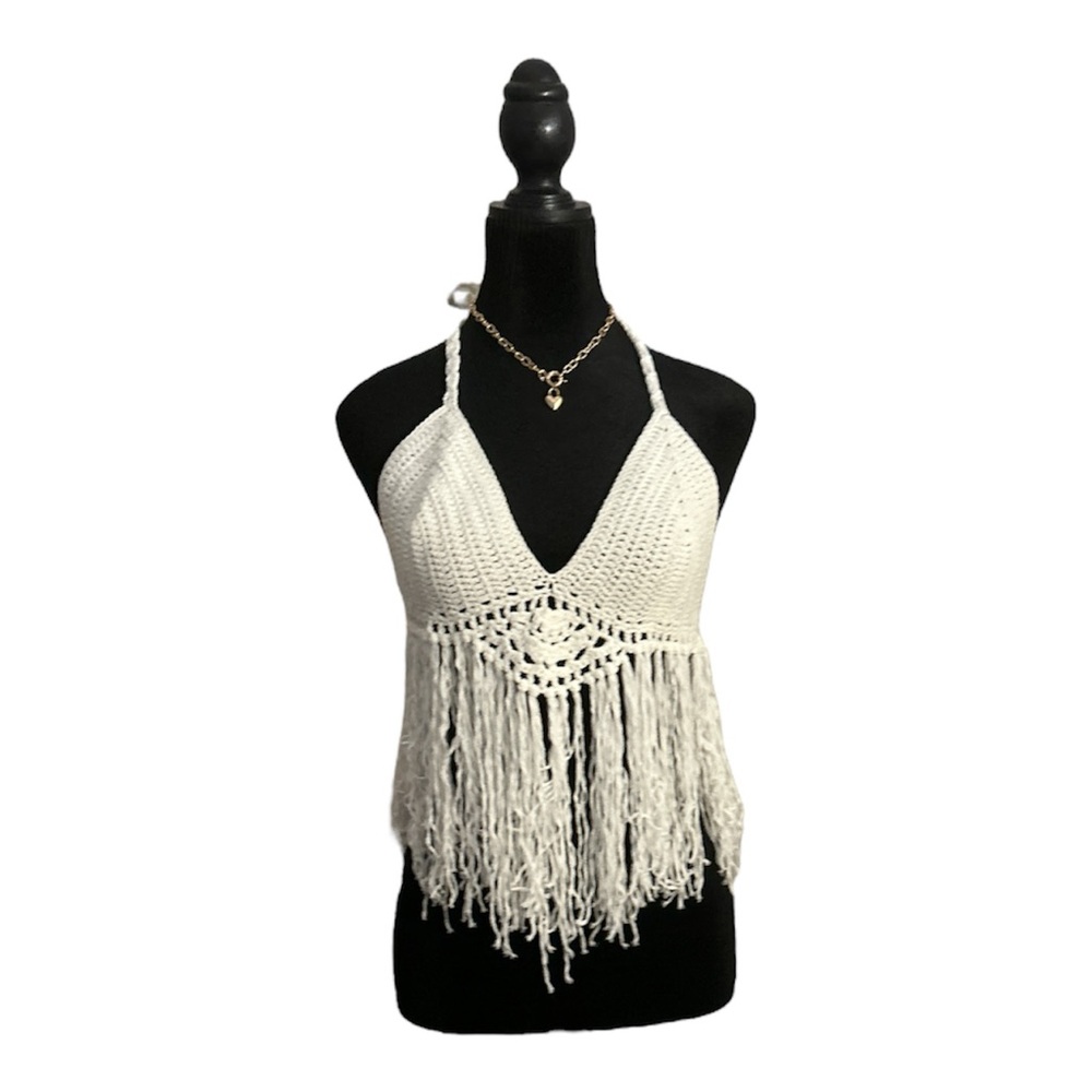 White Sleeveless Cropped Backless Top